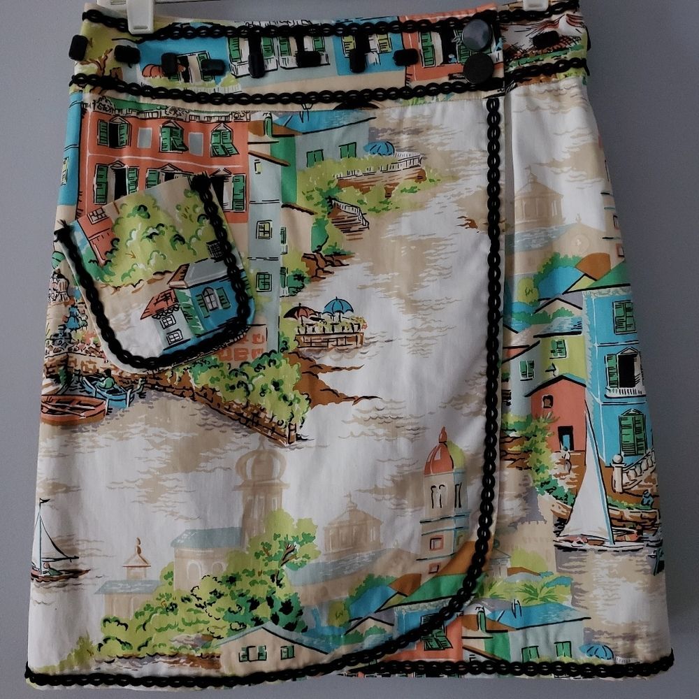 Jade Melody Tam Scenic Village Wrap Mini Skirt Size 4